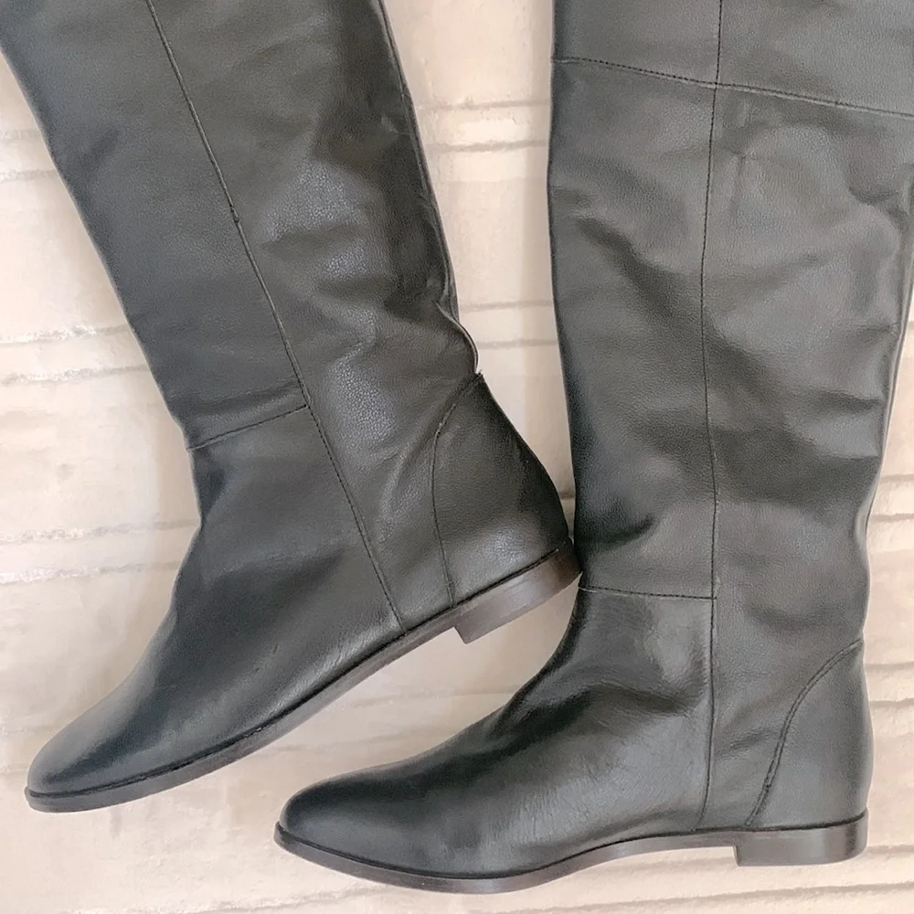 Candela Pirate Crush Studs Black Over the Knee High Tall Leather Boots